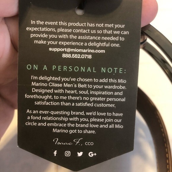 MIO MARINO Tan 30" Classy Prong Buckle Belt Brown Genuine Leather NWT - Picture 5 of 10